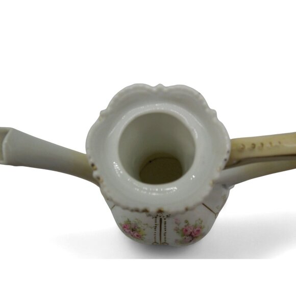 Antique RS PRUSSIA Porcelain Chocolate Pot Pink Floral & Gold Trim 8.6" - Picture 12 of 14